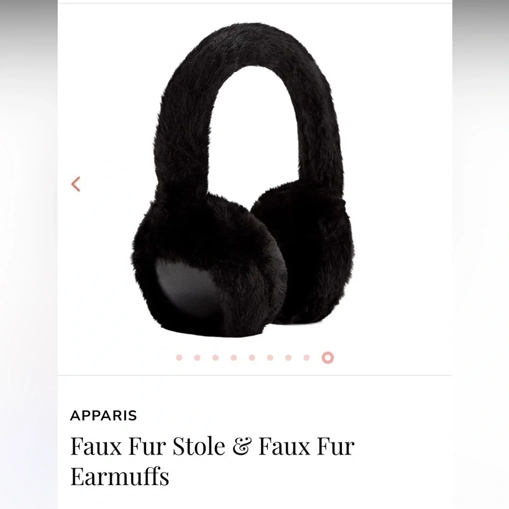 Apparis Black White Faux Fur Stole and Earmuffs